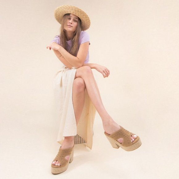 MIIM Ada Stud Espadrille Platform Clog Wedge Shoes - Picture 5 of 6